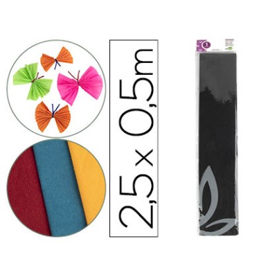 PAPEL CREPE 0,50x2,5MT PRETO